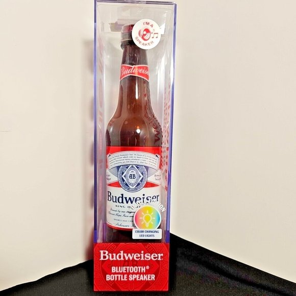 Budweiser BLUETOOTH WIRELESS BOTTLE SPEAKER w\ Color Changing LED Lights in Neck - Picture 1 of 5